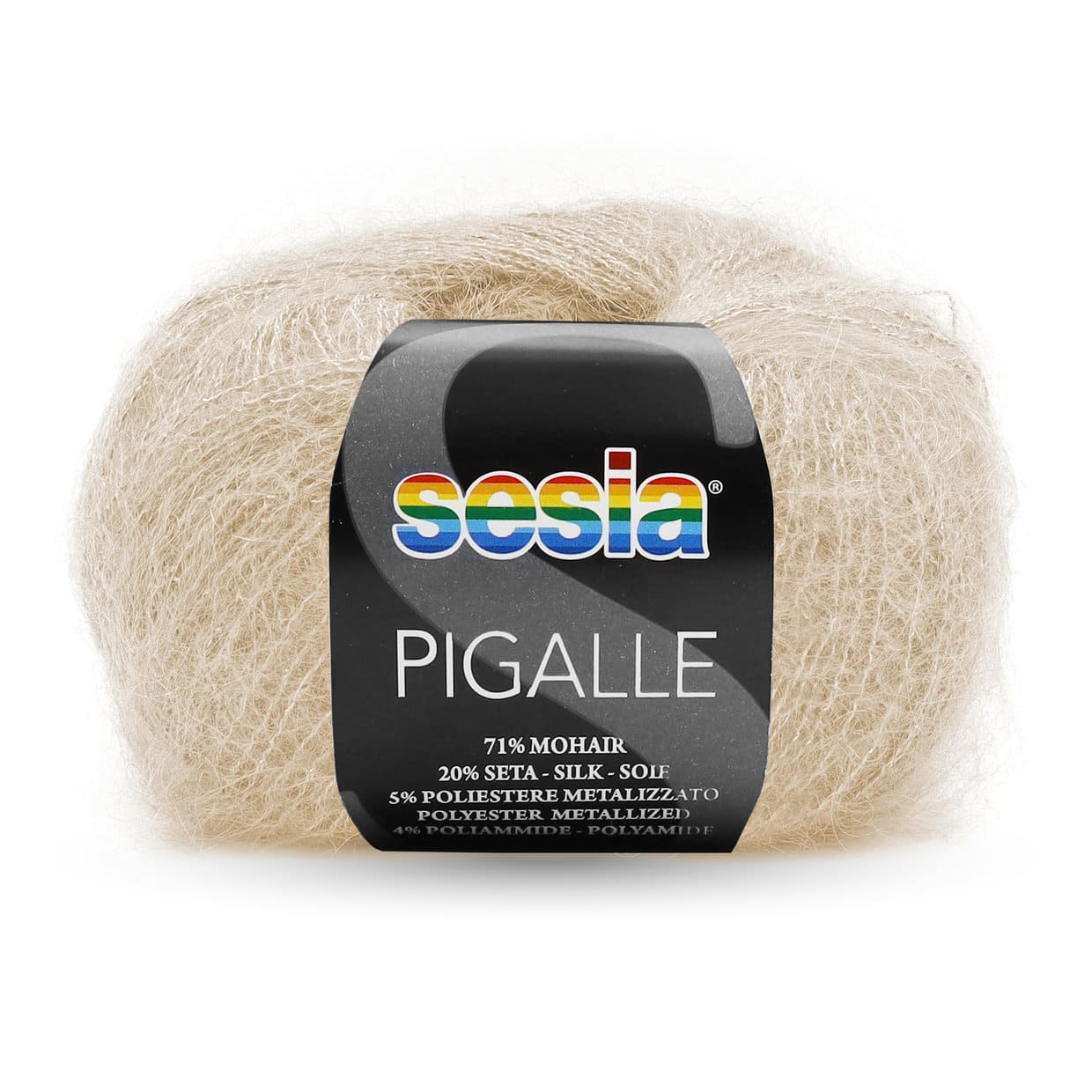 Sesia     Pigalle   25 გრ/ 210 მ     71% მოჰერი - 20% აბრეშუმი - 5% პოლიესტერი - 4% პოლიამიდი