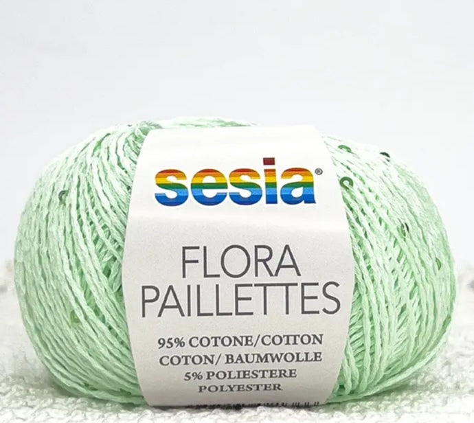 Sesia Flora Paillettes     95% ბამბა - 5% პოლიესტერი      25 გრ/ 105 მ