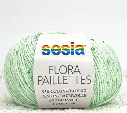 Sesia Flora Paillettes     95% ბამბა - 5% პოლიესტერი      25 გრ/ 105 მ